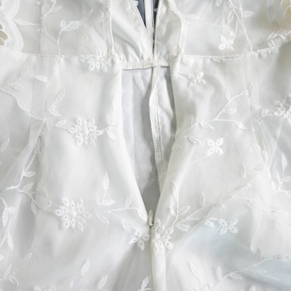 L'ATISTE By Amy Off White Lace Sheer Bodice Open Back Jumper - Size Small - Picture 9 of 14